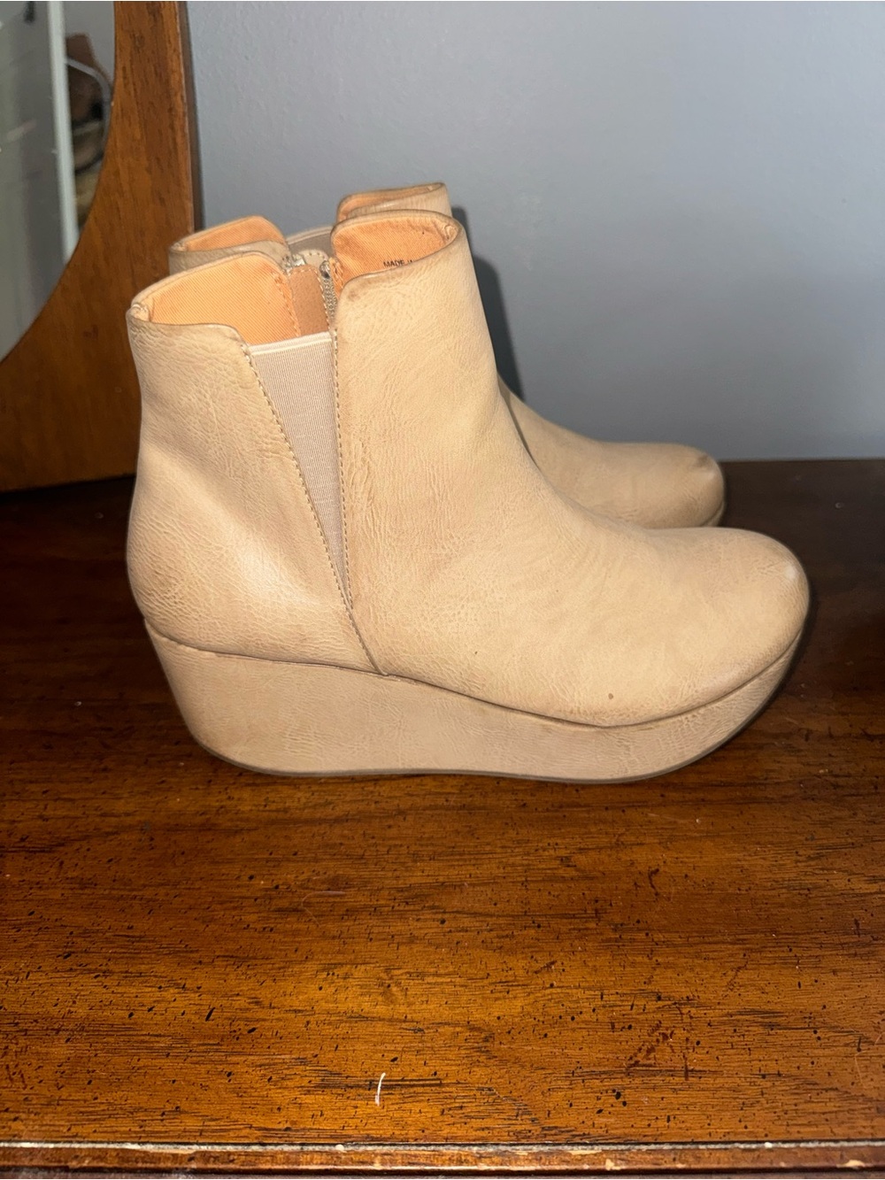 Yellow Box Tan Wedge Ankle Booties